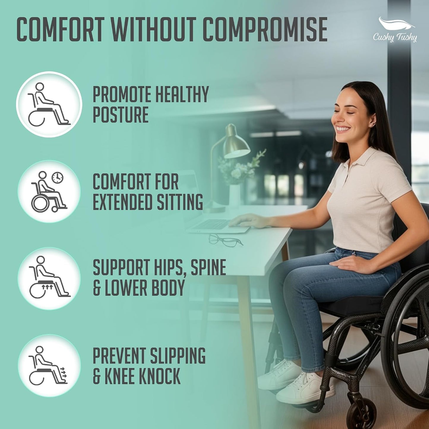 Cushy Tushy Premium Foldable Travel Seat Cushion - for Relief of Lower Back, Sciatic, Butt and Tailbone Pain - for Home & Office Use, Perfect for Travel or Driving - Coccyx Seat Cushion