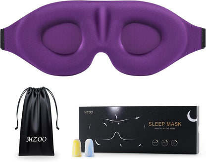 MZOO Luxury Sleep Eye Mask for Side Sleeper Men Women, Zero Eye Pressure 3D Sleeping Mask, Light Blocking Patented Design Night Blindfold, Soft Eye Shade Cover for Travel, Black