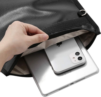 Faraday Bag (15 x 10 inches), Faraday Cage, Cell Phone Signal Jammer, Faraday Key Fob Protector, RFID Faraday Pouch Signal Blocker Anti-Theft Pouch, Anti-Hacking Case Blocker (Black)
