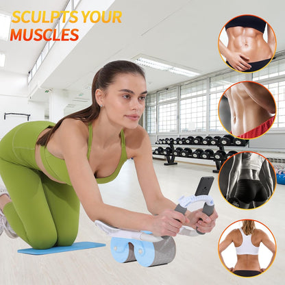 2026 Upgraded Ab Roller Wheel with Knee Mat &Timer | Full-Body Core Strength Training;Elbow Support Ab Wheel for Beginners Men Women;Portable Home Gym Fitness