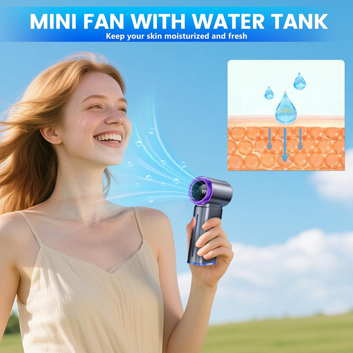 GOSALISU Small Handheld Fan Portable Hand Held Fan, Gray