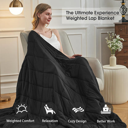 Weighted Lap Blanket for Adults 5lbs, 24"x29" Cooling Heavy Throw Blanket, Portable Travel Weighted Blankets, Soft Small Blankets Gift for Sleeping, Navy Blue