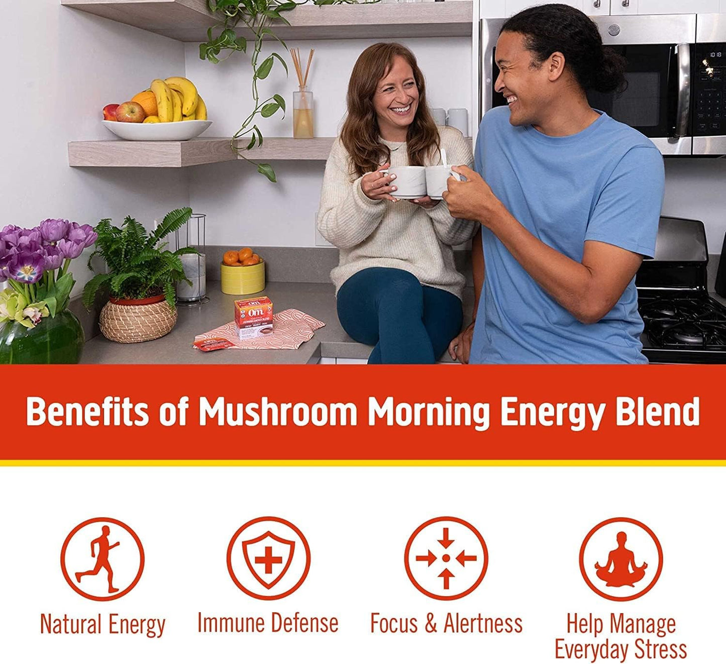OM MUSHROOM SUPERFOOD Matcha Latte Blend – Green Tea Mushroom Powder with Lion’s Mane, Reishi, Chaga & Turkey Tail – Focus, Calm & Stress Support – 8.47 oz Canister (30 Servings)