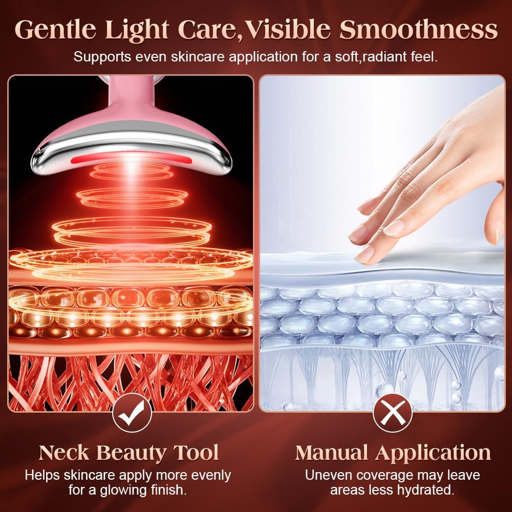 Face and Neck Massager, Facial Sculpting Tool with Smart Vibration, Red-Light and EMS Modes, Heat Gua Sha Facial Tools for Women Daily Home Use (Pink)