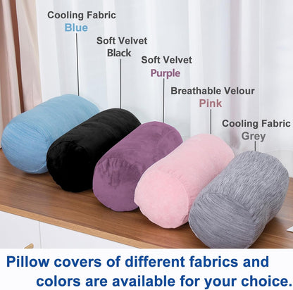 1 MIDDLE ONE Round Cylinder Bolster Pillow with Removable Velvet Cover, Tube Roll Cervical Pillow for Head, Neck, Back and Legs Support, 13"x 6", Blue