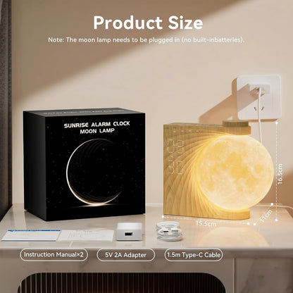 Sunrise Alarm Clocks for Heavy Sleepers,Night Lamp Clocks for Bedrooms with Moon Light,10 Light Effects,30/60/90 Timer,10 Sleep Nature Sounds,15 Ringtones,12 Volume Control with Snooze Function