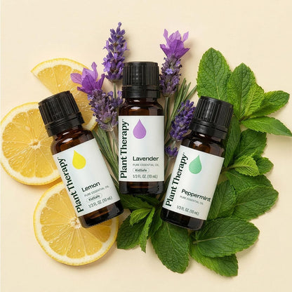 Plant Therapy Lemon, Lavender and Peppermint Essential Oil Set 10 mL (1/3 oz) 100% Pure, Undiluted, Therapeutic Grade