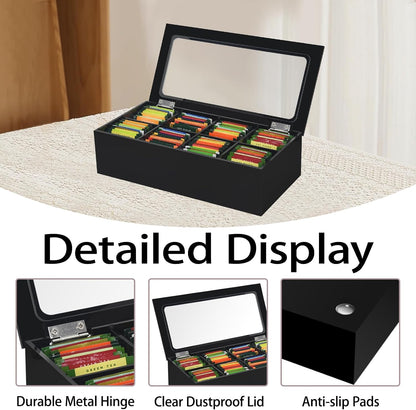 Tasybox Tea Bag Organizer, Acrylic Tea Box with Lid, Black Teabag Holder