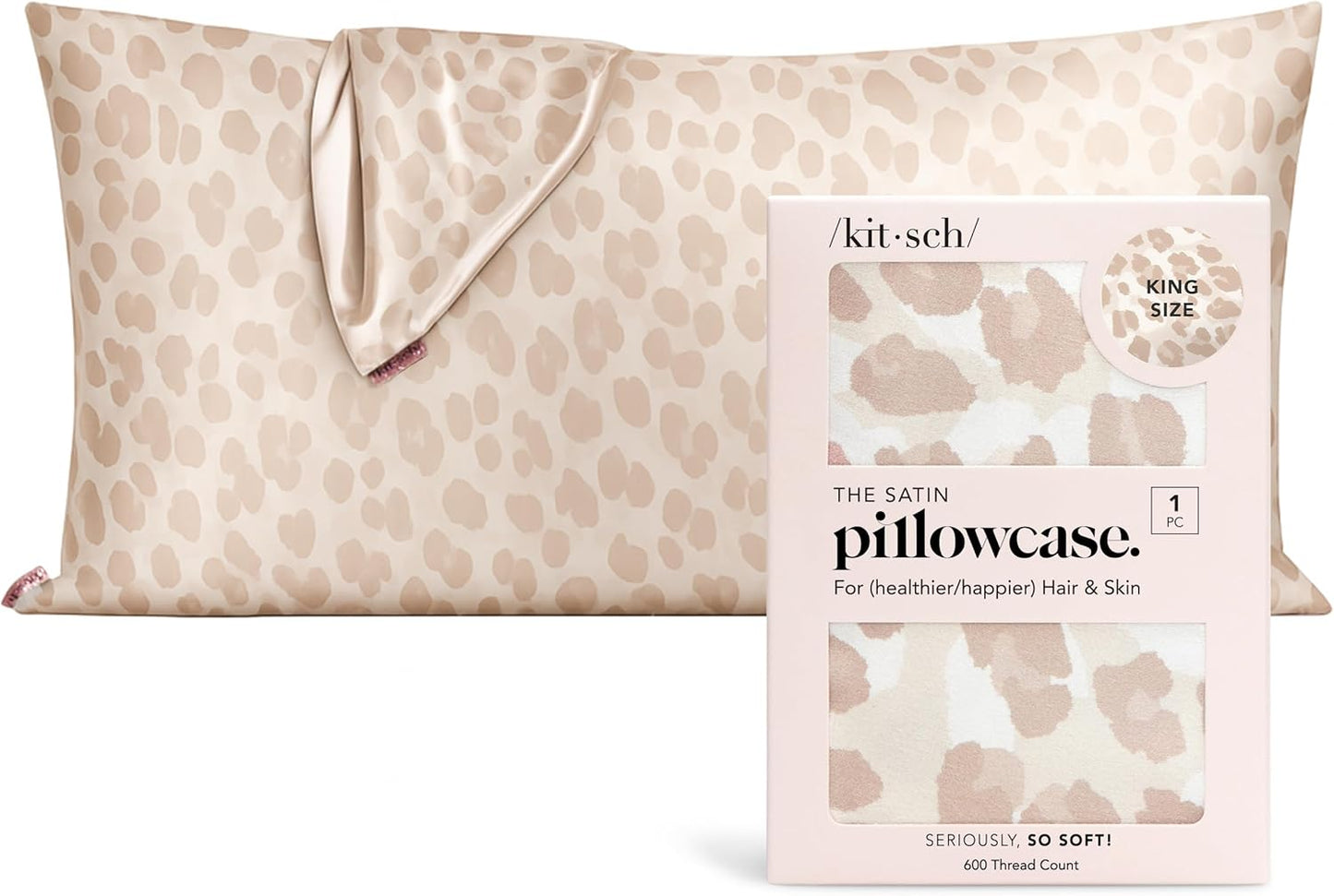 Kitsch Satin Pillowcase with Zipper for Hair & Skin - Softer Than Silk Pillow Cases, Smooth Cooling Satin Pillow Case, Wrinkle-Free, Machine Washable - Pillow Cases Standard Size (19x26) - Blush