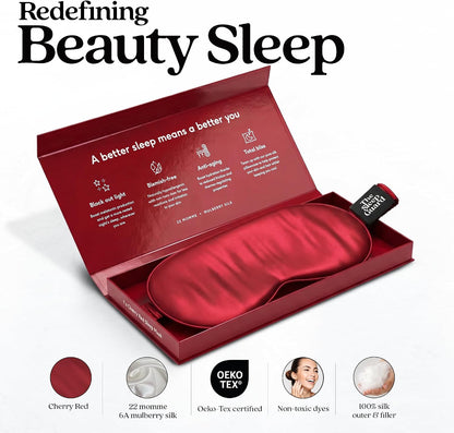 TheSleepGuard Pure Silk Sleep Mask [100% 6A Mulberry Silk, 22 Momme] Light Blocking Travel Essentials. Eye Masks for Sleeping. Black Oeko-Tex Blindfold. Eye Covers for Men & Women