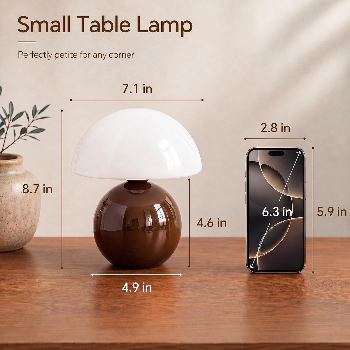 Dawnwake Mushroom Lamp Table Lamp for Bedroom-Small Desk Table Lamps,White