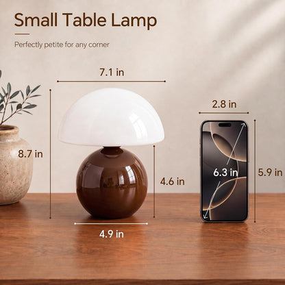 Dawnwake Mushroom Lamp Table Lamp for Bedroom-Small Desk Table Lamps,White