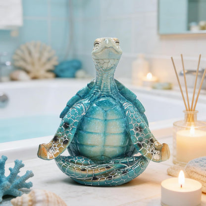Hodao 2PCS Sea Turtle Meditation Yoga Figurines, Coastal Beach Decor