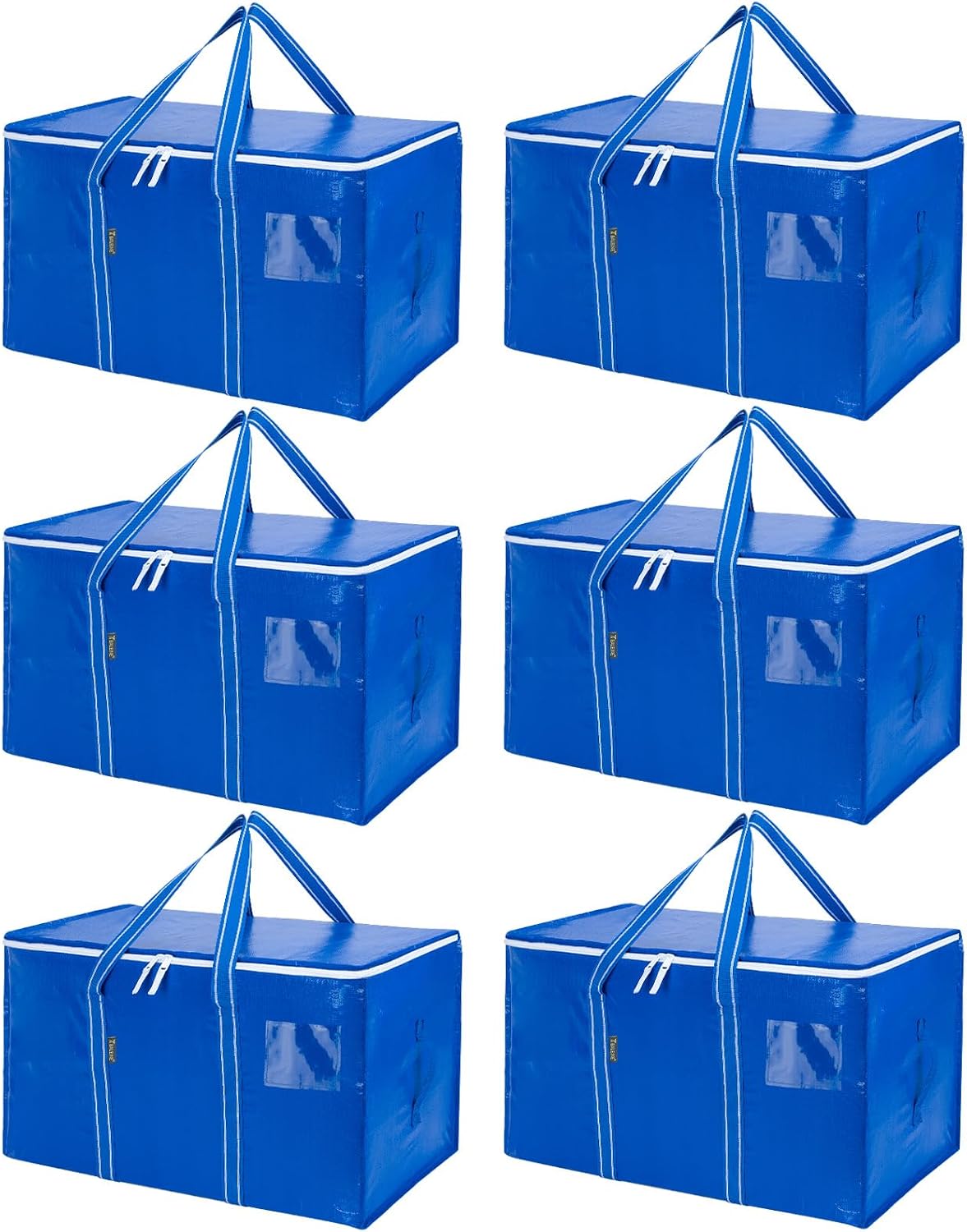 BALEINE Oversized Moving Bags with Reinforced Handles, Heavy-Duty Storage Tote for Clothes, Moving Supplies (Clear)
