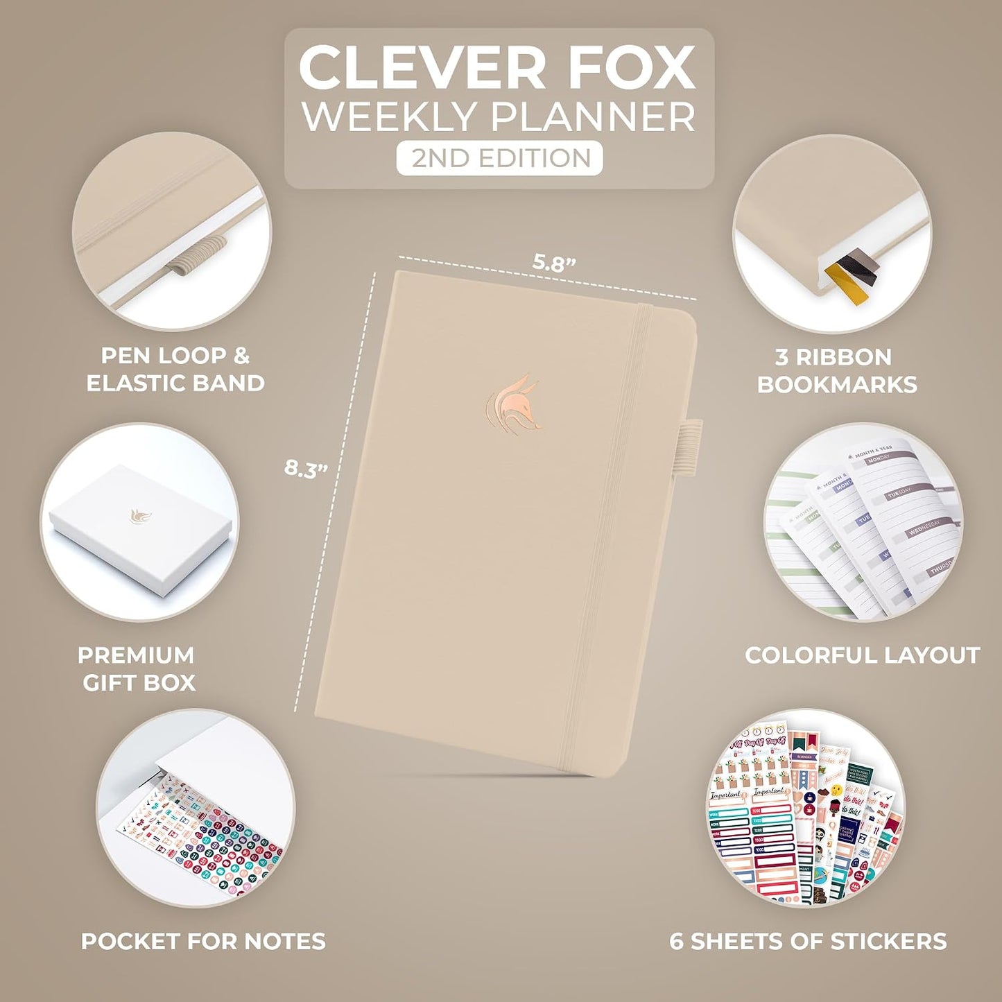 Clever Fox Planner 2nd Edition – Colorful Weekly & Monthly Goal Planner, Time Management & Productivity Organizer, Undated, A5 (Dark Teal)