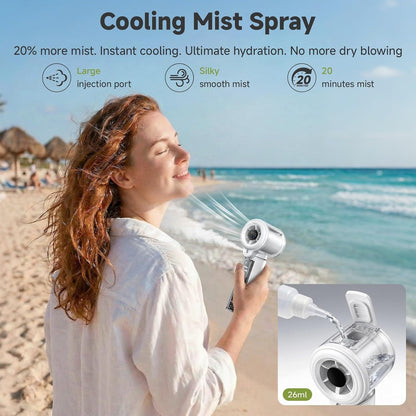 COKUNST Handheld Fan with Mist Spray, Toggle Button, LED Display