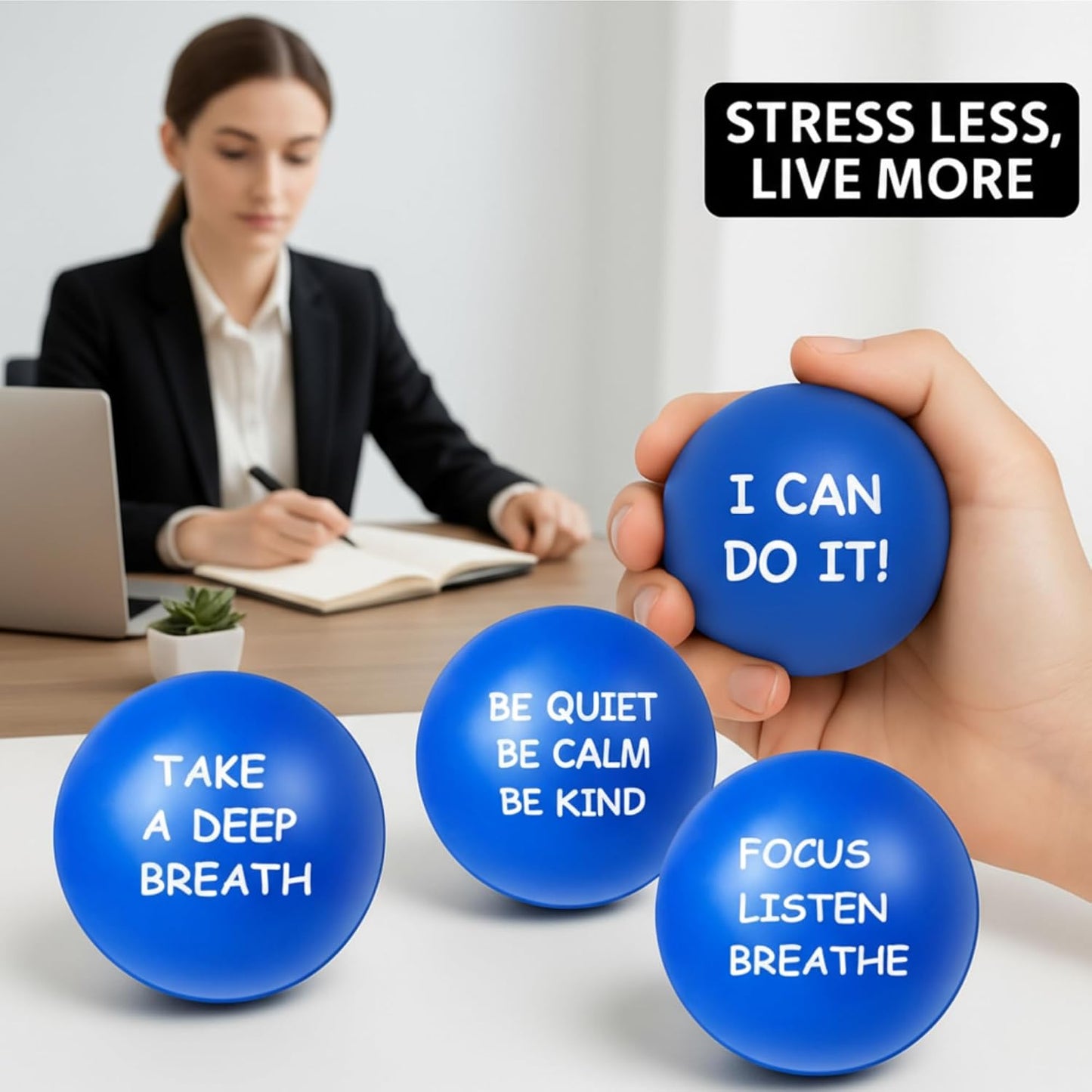 Ceenna 4 Pcs Motivational Balls for Adults Anxiety Relief, Black