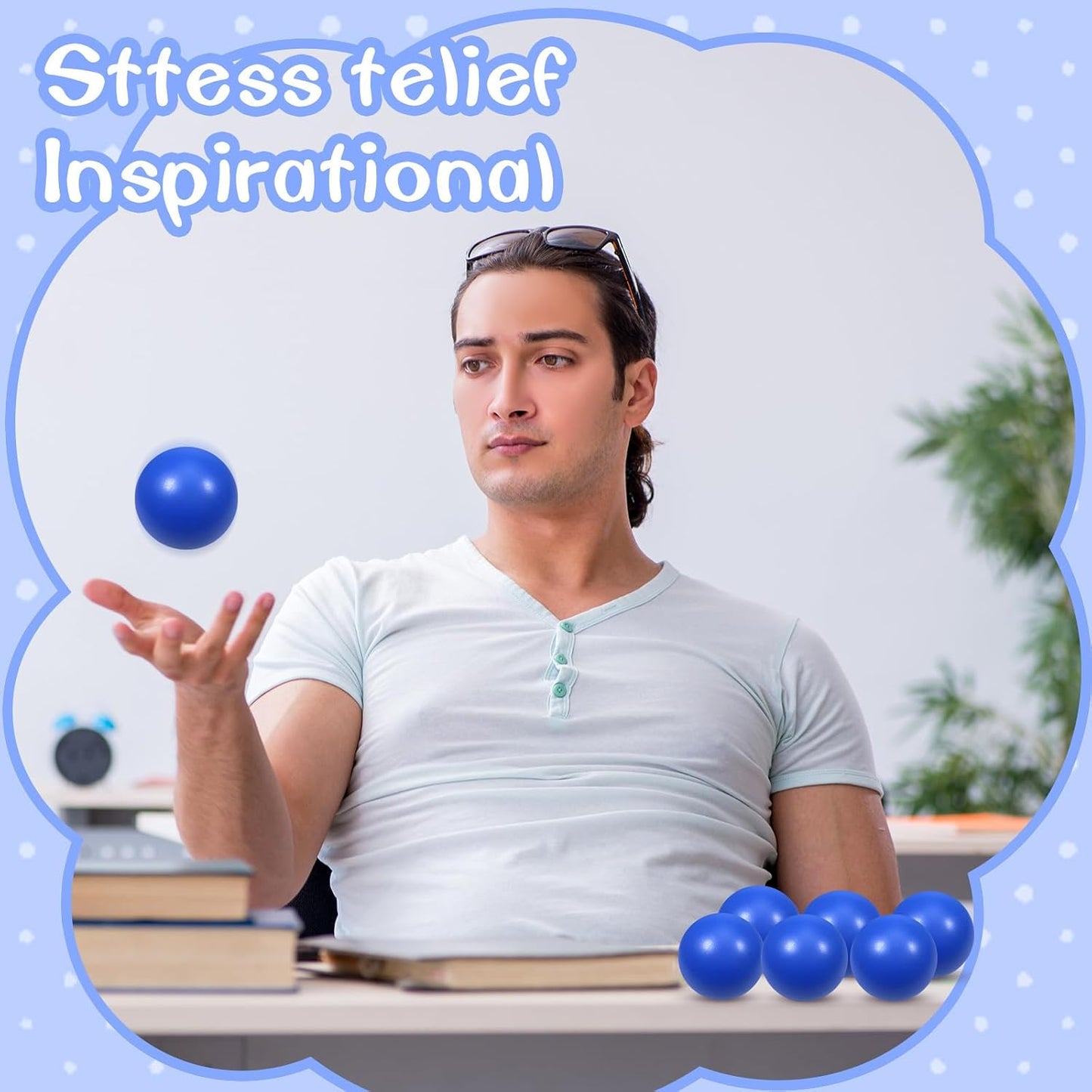 12 Pcs Blue Foam Stress Ball Squeeze Stress Relief Balls for Kids and Adults Hand Exercise Sensory Relief Toys for Anxiety ADHD Autism （Blue）