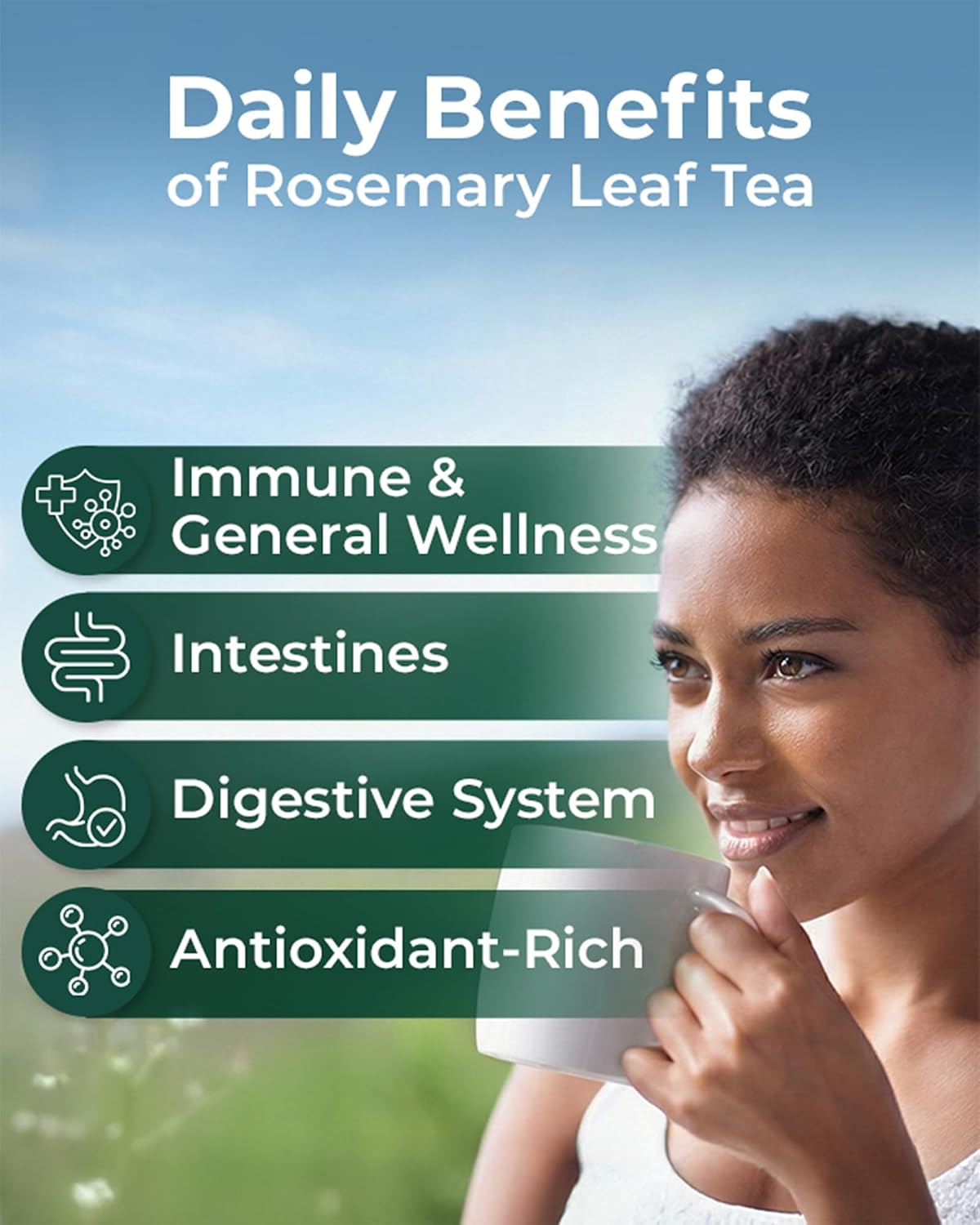 100 Bags Rosemary Tea Herbal Tea (Salvia Rosmarinus) - 100 Count 1.5g Bags Rosemary Herb Te De Romero