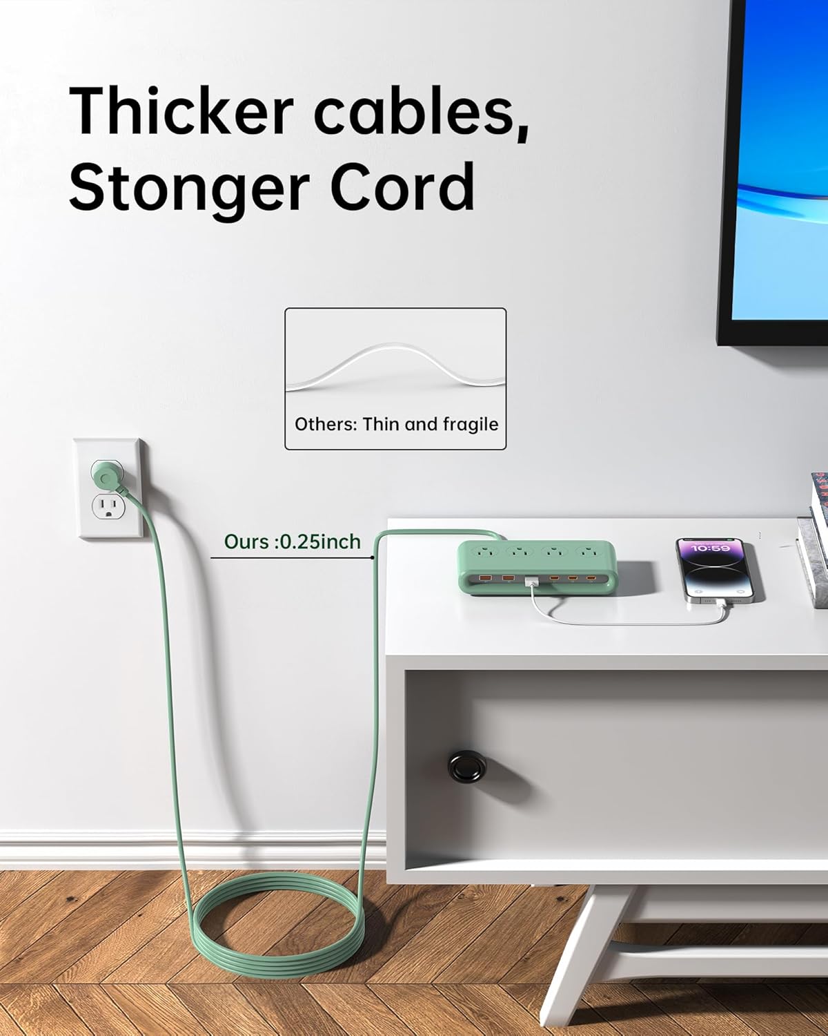 10-in-1 Power Strip with USB C Ports, 35W USB, 4 AC & 6 USB Ports