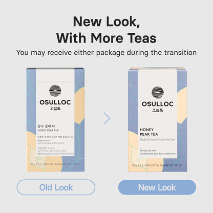 OSULLOC Honey Pear Tea (Sweet Pear & Honey Flavor), Iced tea bags Fruit tea Blend, Premium Teabags from Jeju Island, 20 count