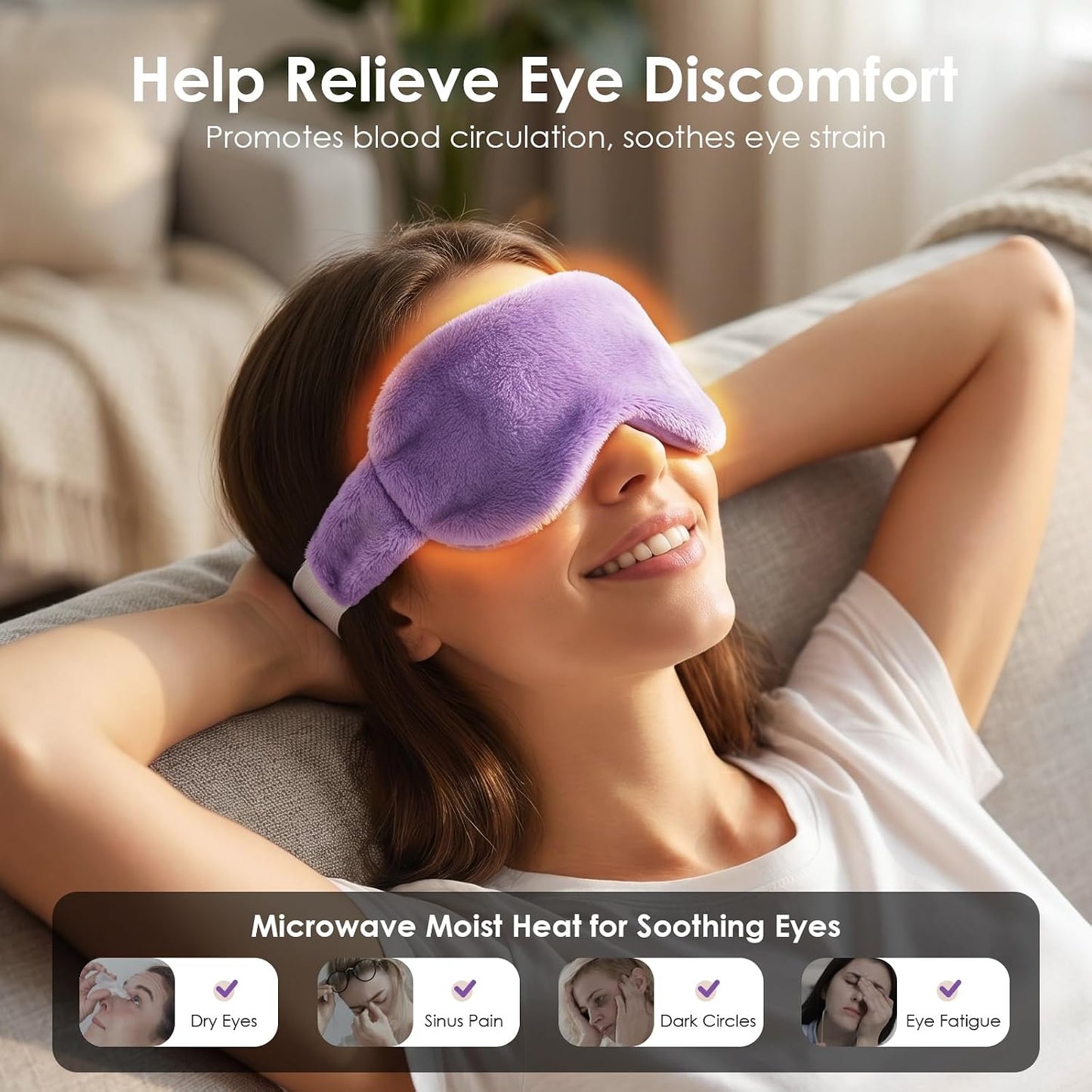 Heated Eye Mask for Dry Eyes, Steam Warm Compress for Stye Eye Treatment, Relieve, Hot Compress, Moist Heat Mask for Blepharitis (Steel Grey)