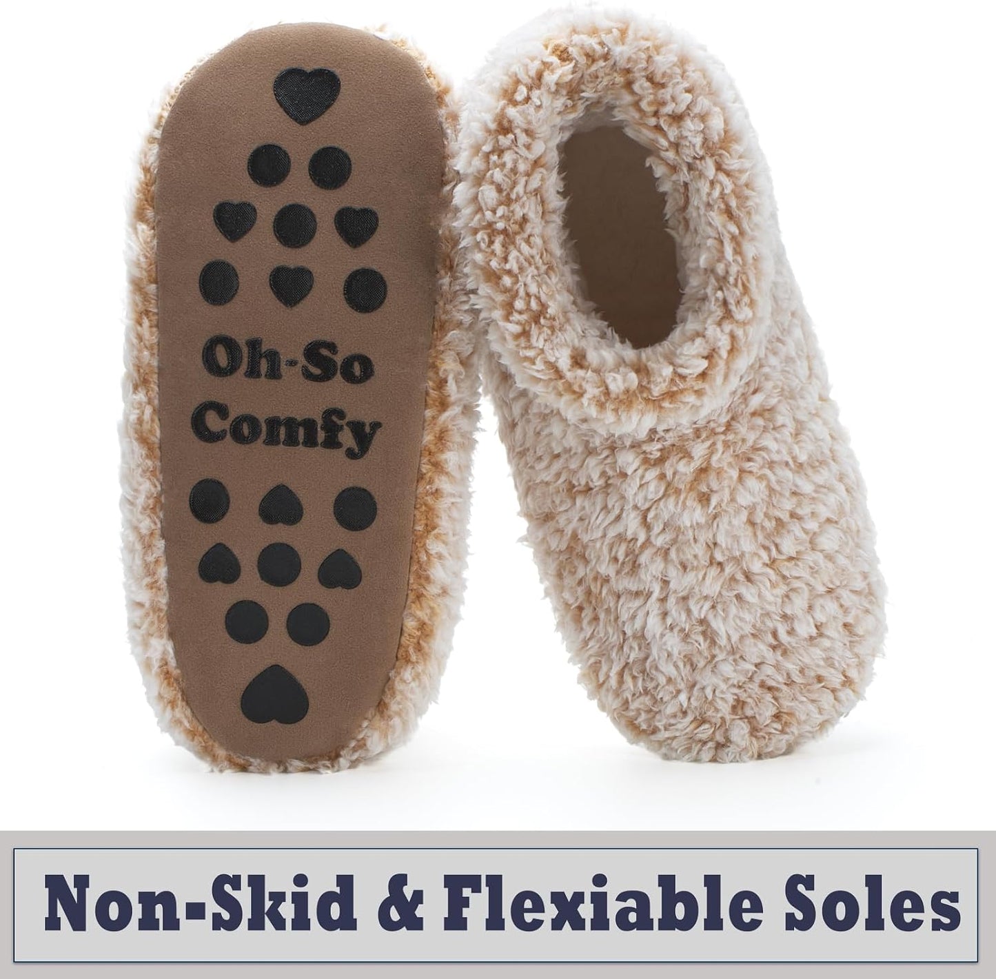 Cozylook Fuzzy Slippers for Women Indoor Soft Sole Slipper Socks with Non Slip Grippers Warm Fluffy