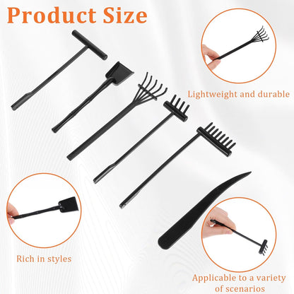 JJUNW Mini Zen Garden Kit, 6 Pcs Zen Garden Rake Tools Sand Casting Kit, Sand Zen Garden, Meditation Accessories for Home Office Desk Garden Decor