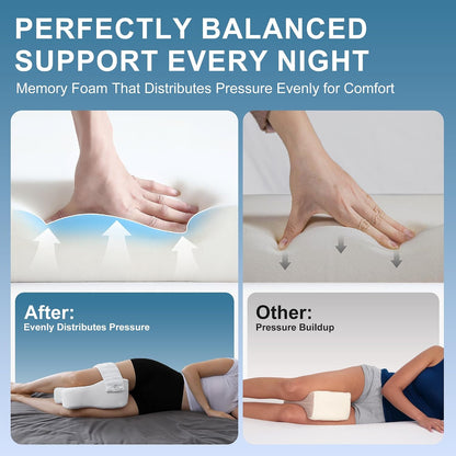UJPFEO Knee Pillow for Side Sleepers,Leg Pillows for Sciatica,Knees,Hips,Joints Between Legs,Back Pain Relief When Side Sleeping Spine Alignment Support for Knee Surgery Recovery