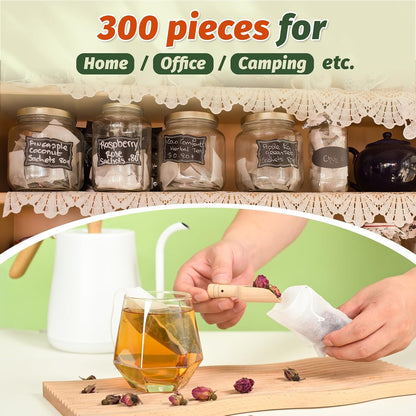 Empty Tea Bags for Loose Leaf Tea, 300Pcs Disposable Tea Infuser Sachets