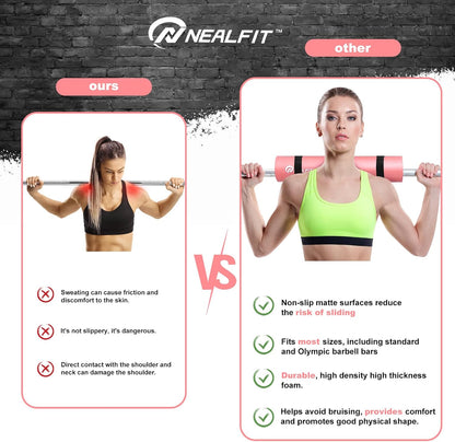 NEALFIT Barbell Pad Squat Pad for Squats—Squat Bar Pad—Great for Weightlifting,Lunges and Hip Thrusts—Foam Sponge Pad—Fit Standard and Olympic Bars Perfectly