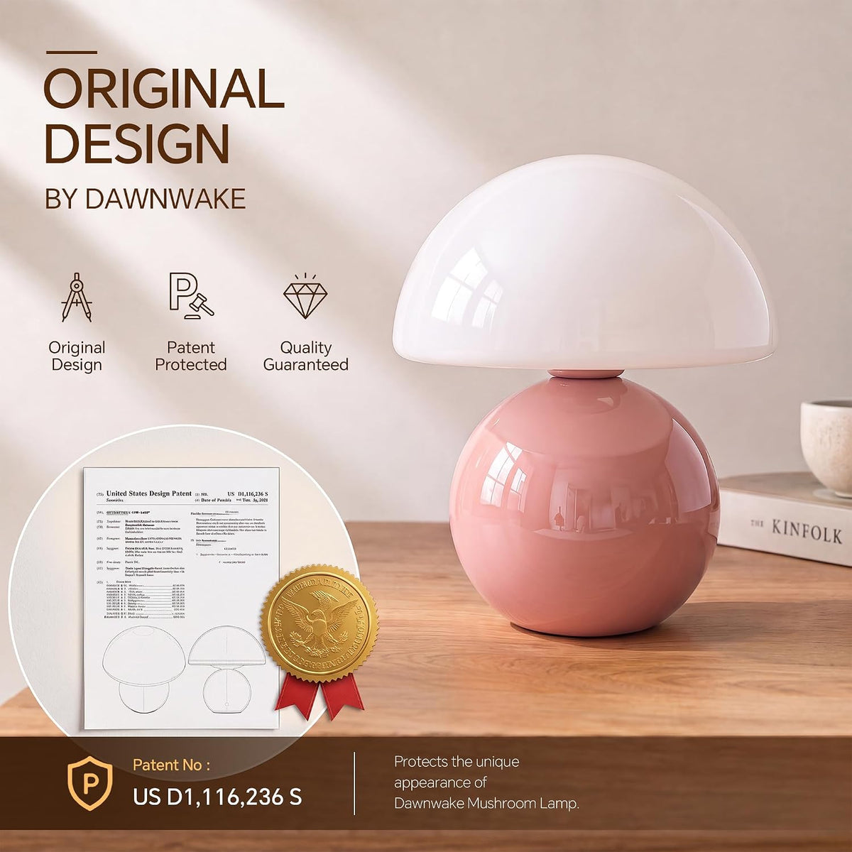 Dawnwake Mushroom Lamp Table Lamp for Bedroom-Small Desk Table Lamps,White