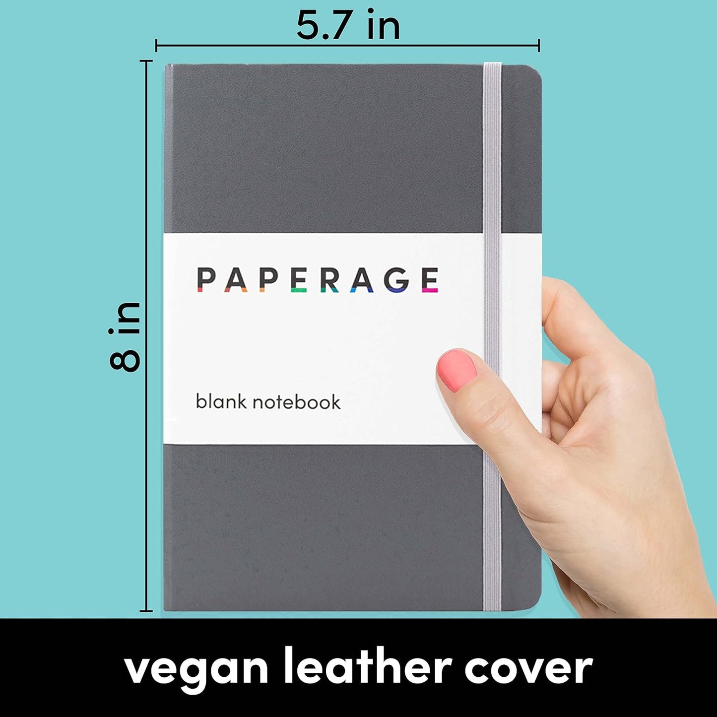 PAPERAGE Lined Journal Notebook, Hardcover Journal for Women & Men, 160 Pages, (5.6 in x 8 in), College Ruled Journaling Notebook for Work, School Supplies & Note Taking, (Black)