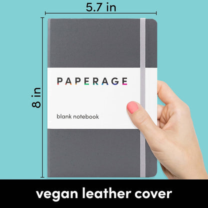 PAPERAGE Lined Journal Notebook, Hardcover Journal for Women & Men, 160 Pages, (5.6 in x 8 in), College Ruled Journaling Notebook for Work, School Supplies & Note Taking, (Black)