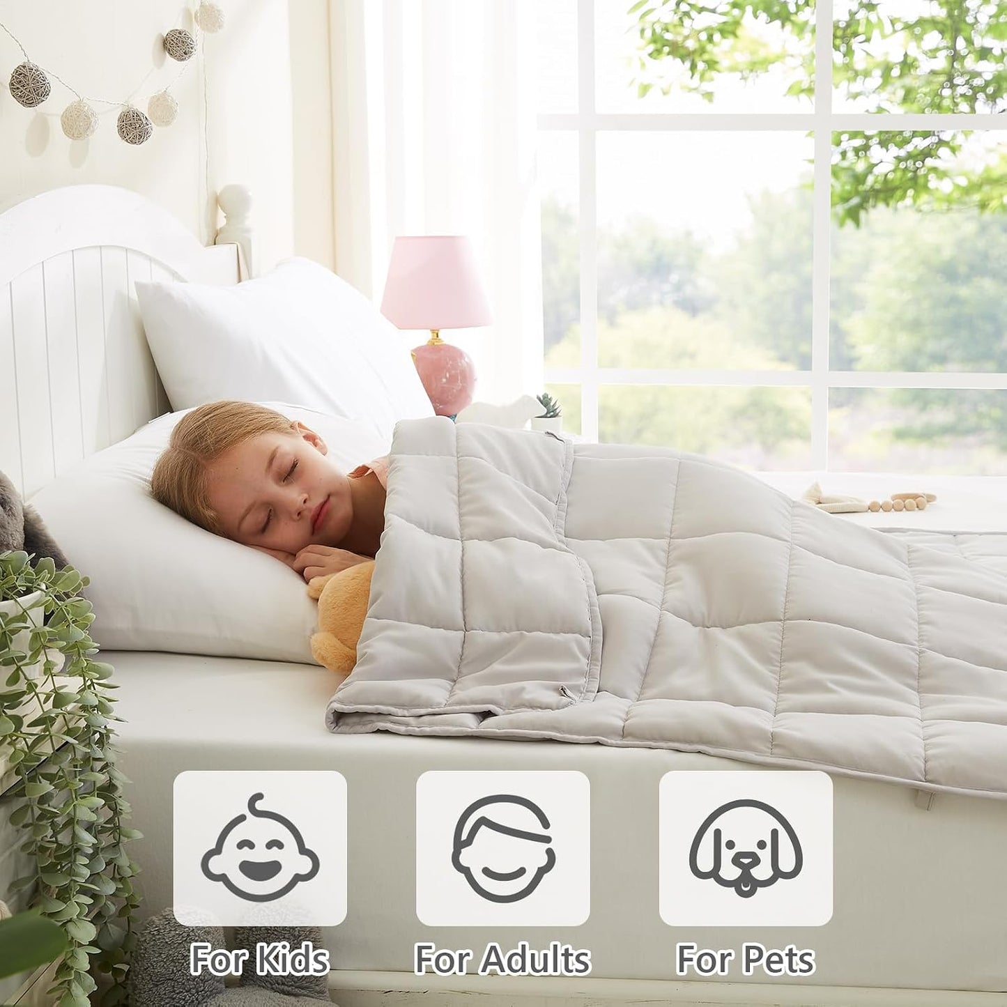 L'AGRATY Weighted Lap Pad 7lb: Small Weighted Blanket for Adults - Cooling Portable Travel Blanket for Relaxation Sleeping - Washable All-Season (29" x 24")