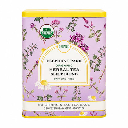 Organic Sleep Blend Herbal Tea - 50 Packets - Natural Chamomile, Peppermint, Fennel And Tulsi Teabags - USDA Certified 100% Non-GMO - Decaffeinated Designer Gift Tin