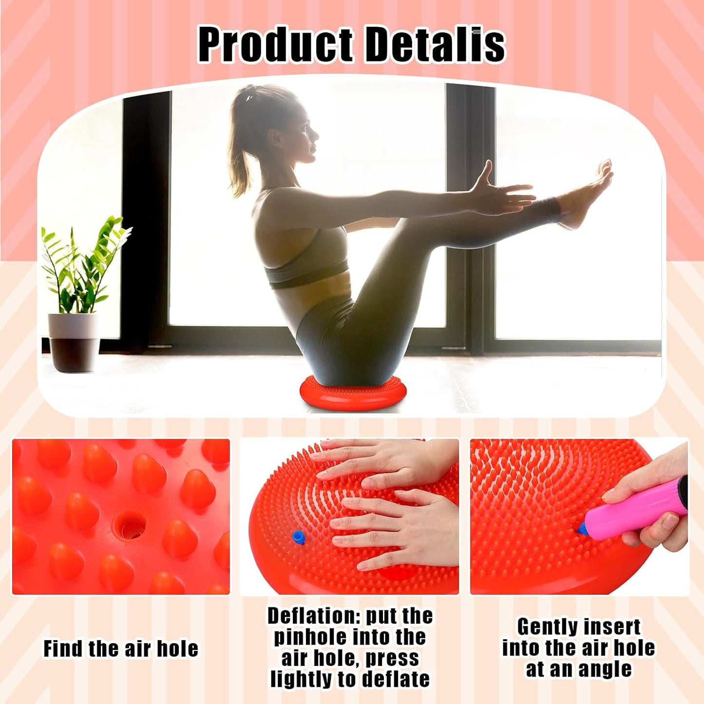 Silipull Wobble Cushion with Inflation Pump Balance Disc Stability Disc Wiggle Seat Therapy Exercise Office Chair or Sensory