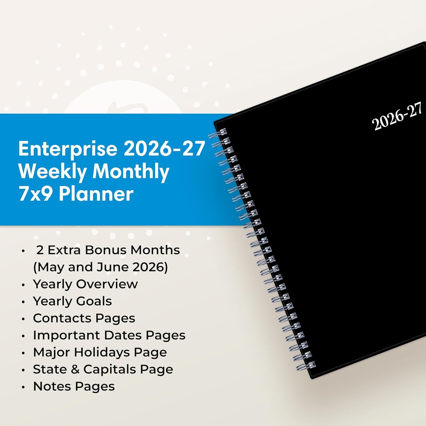 Blue Sky 2026-2027 Weekly and Monthly Academic Year Planner Calendar, July 2026 - June 2027, 8.5" x 11", Flexible Cover, Wirebound, Laminated Tabs, Enterprise