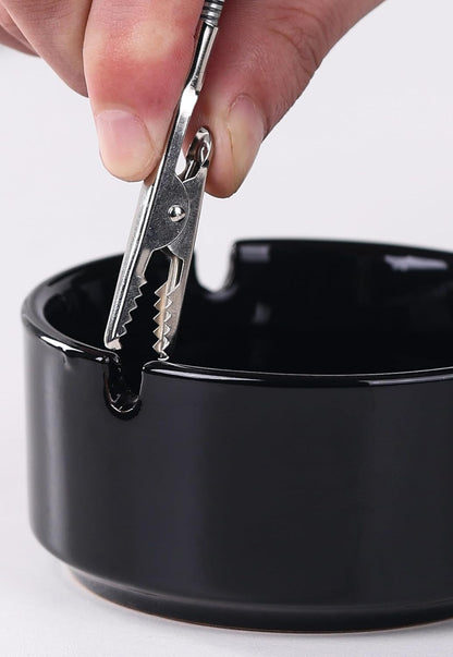 Modern Incense Holder with Flexible Metal Stand, Silver Ash Collector Base, Minimalist Design for Home Meditation and Aromatherapy. (Black + Clip)