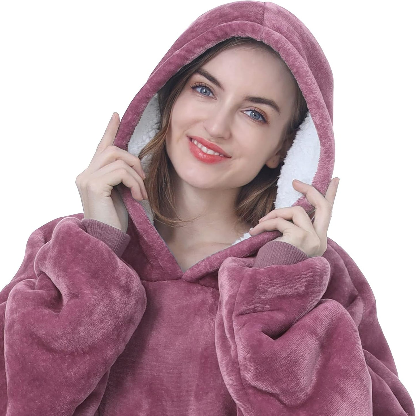 Kipswiza Wearable Blanket Hoodie Gifts for Women and Men, Oversized Cozy Warm Flannel Sherpa Hooded Blankets Sweatshirt with Giant Pockets for Adult and Teens, Dark Gray