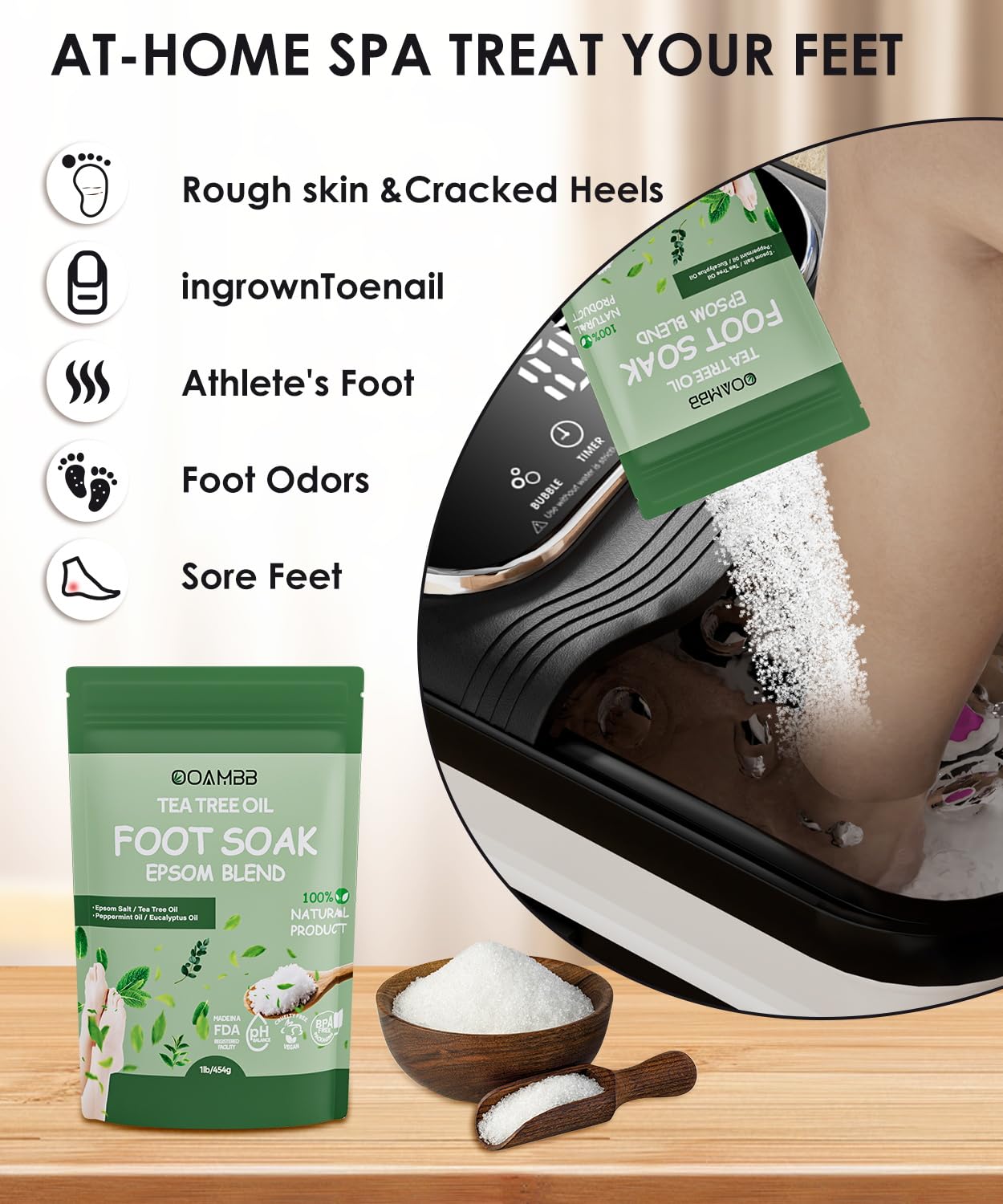 OOAMBB Collapsible Foot Spa with Heat, Bubble and Temp Control, Foot Bath Massager with XL Touch Screen and Massage Rollers, Foot Soaking Tub, Pedicure Foot spa for Stress Relief (Grey)