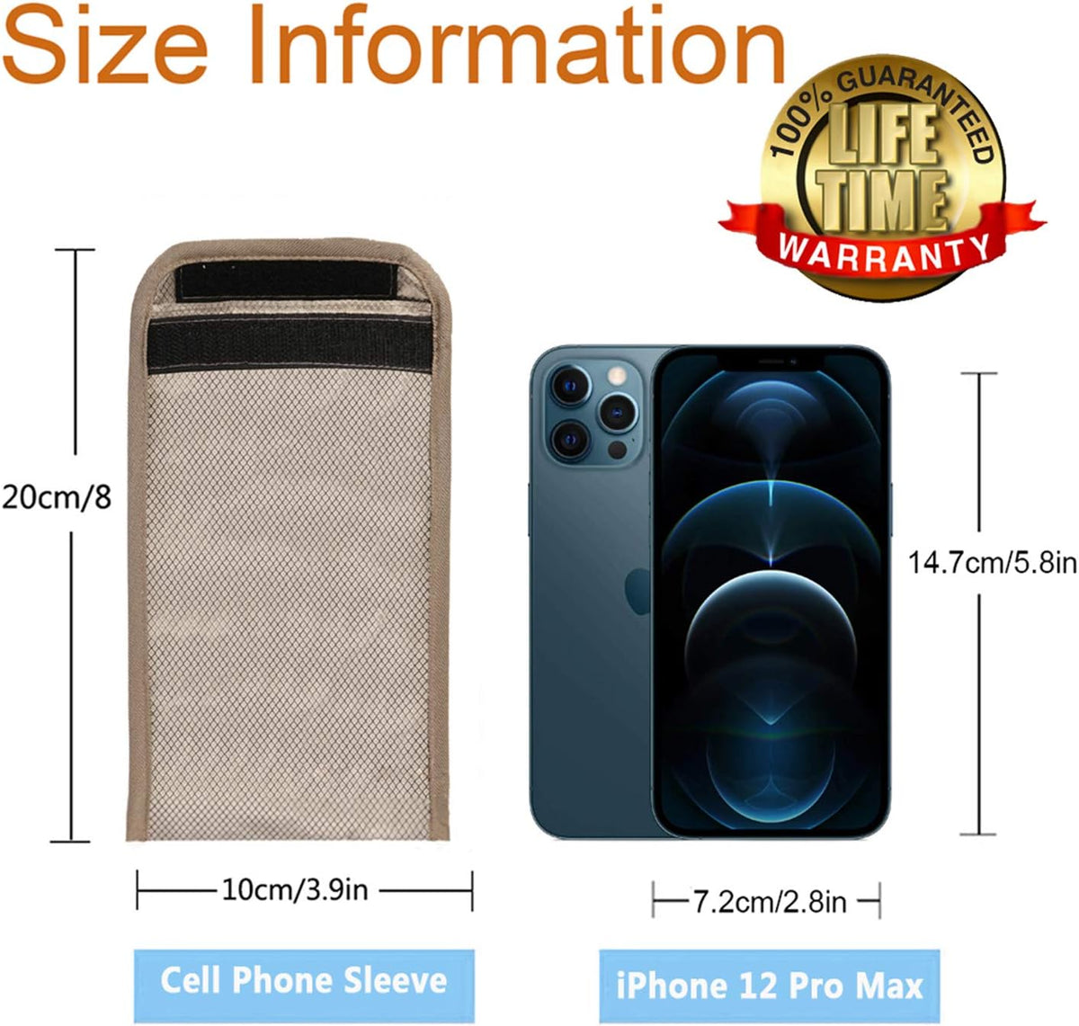 Cell Phone Anti-Radiation Sleeve Faraday Bag Pregnant Phone Rf Signal Shielding Blocker 5G GPS EMF RFID Signal Blocking Bag Car Key Wallet Security Pouch Privacy Protection (A), 20x10cm