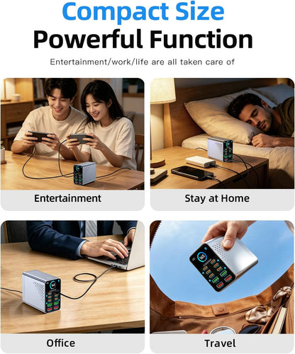 160W Max 10-Port GaN USB C Charger Block, for MacBook Pro, Laptop Charger