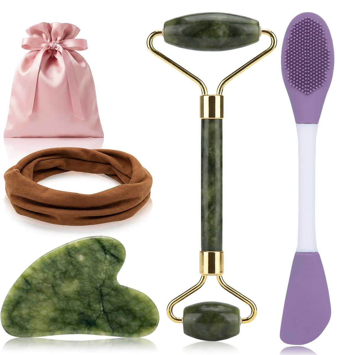 Face Roller & Gua Sha Facial Tools, Face Massager for Self Care, Jade Roller for face, Jawline Sculpting and Puffiness Reducing