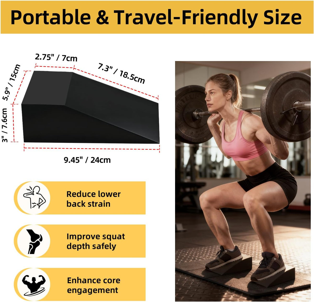 Squat Wedge Block Yoga Wedge Blocks for Heel Elevated 2 Pack