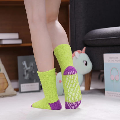 MQELONG Non Slip Hospital Socks with Grips for Women Winter Warm Cozy Fuzzy Slipper Soft Fluffy Sleep Socks