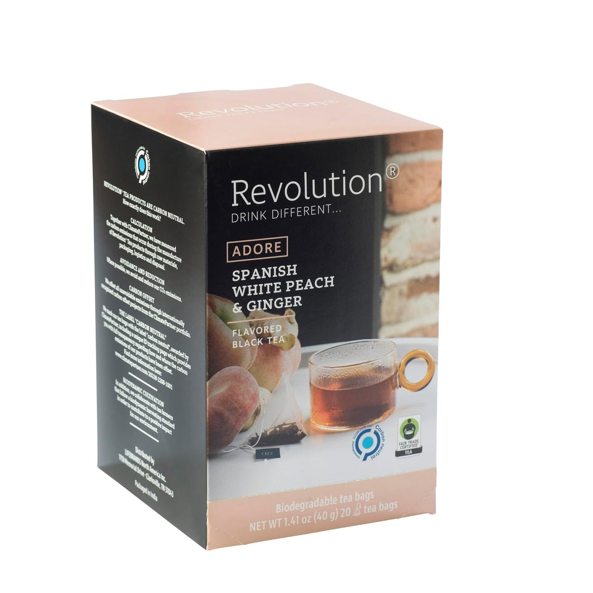 REVOLUTION TEA® Sweet Ginger Peach Black Tea [THE ORIGINAL] – Spanish White Peach & Ginger – Premium Full Leaf Tea – Biodegradable Infuser Tea Bags – Flavored Black Tea – 20 Bags