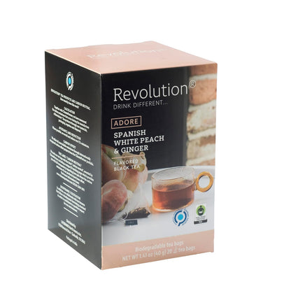 REVOLUTION TEA® Sweet Ginger Peach Black Tea [THE ORIGINAL] – Spanish White Peach & Ginger – Premium Full Leaf Tea – Biodegradable Infuser Tea Bags – Flavored Black Tea – 20 Bags