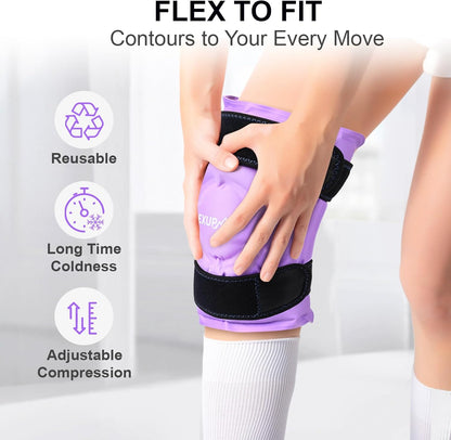 APEXUP Ice Pack for Knee Pain Relief, Large Reusable Wrap After Surgery, Flexible Gel Cold Pack for Injuries, Pain Relief for Back, Shoulder, Elbow, Ankle and Leg (Blue, L, 1PK)