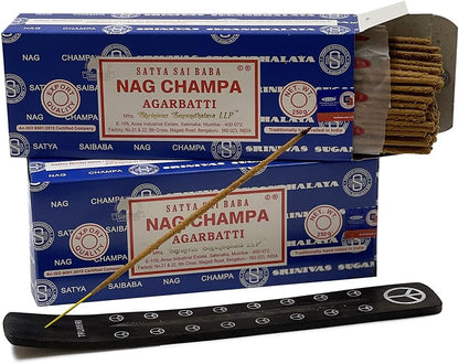 TRUMIRI Incense Stick Holder Bundle with Satya Sai Baba Nagchampa 250g Bulk Incense Sticks Nag Champa Agarbatti - Pack of 1 (Approx 250 Insence-Sticks)